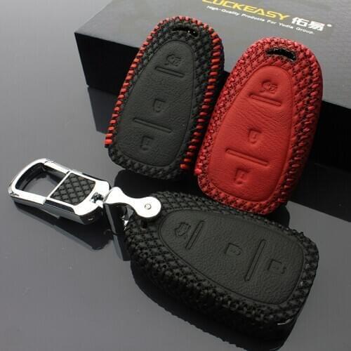 Luckeasy Leather Key Cover For Buick Cruze 2015 2017 Malibu 2016 3/4 Button Car Remote Control Case G3