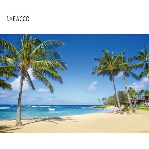 Laeacco Summer Seaide Beach Party Palms Tree Scenic Photography Backgrounds Customized Photographic Backdrops For Photo Studio