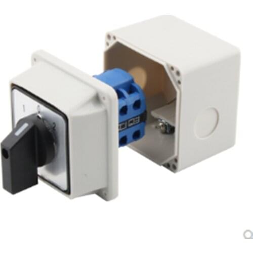 LW26-20 /2 20A Rotary Cam Switch Changeover Switch 2 position 1-0-2 3 Poles with IP65 waterproof box