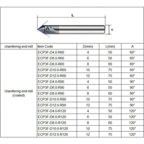 Metalworking 1* Supplies Chamfer Mill Cutter 3-Flute V-Groove TiAIN CNC