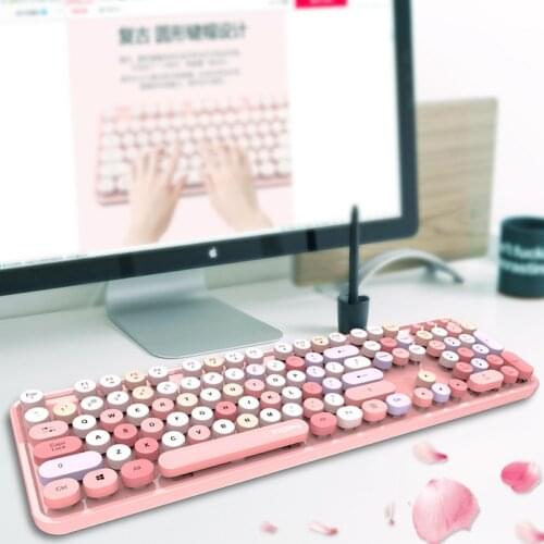 Universal Cute Portable Wireless 2.4Ghz Keyboard Mouse Set for Office Computer