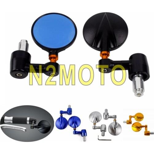 2 pcs Motorcycle 7/8" 22mm Handle Bar End Rearview Mirrors Black Round Rear View Side Mirrors For Honda Cafe Racer Chopper