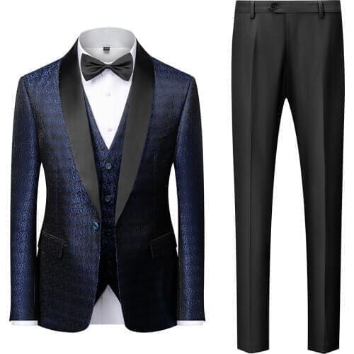 3 Piece Suits Men 2021 Spring Autumn Red Shawl Collar Groom Wedding Suit Costume Homme Mariage Christmas Suit