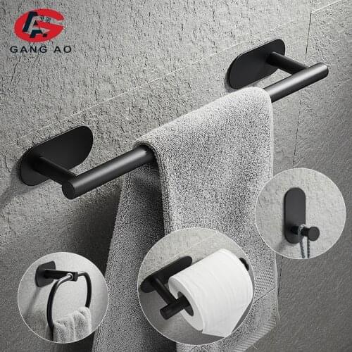 SUS304 Black Bathroom Hardware Set Towel Bar Rack Toilet Paper Holder Robe Hook Stainless Steel Bathroom Accessories
