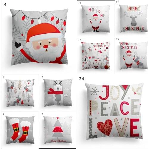 45*45cm Throw Pillow Covers Happy New Year Christmas Square Cushion Cover Santa Claus Decorative Pillow Case For Sofa Home Decor