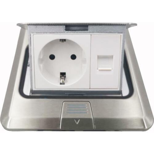 German Socket Computer Socket USB Plug 2 Pin Function Key Replaced Stainless Steel Panel Pop up Ground Socket Outlet
