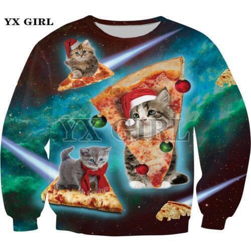 2018 Newest Cute Santa Cats with hats 3D Print Sweatshirt Men/Women Merry Christmas Fashion Female Clothing Cartoon Pullover-4