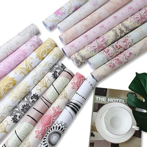 European-style Damascus vetch leaf waterproof self-adhesive wallpaper 10M bedroom living room dining room dormitory apartment