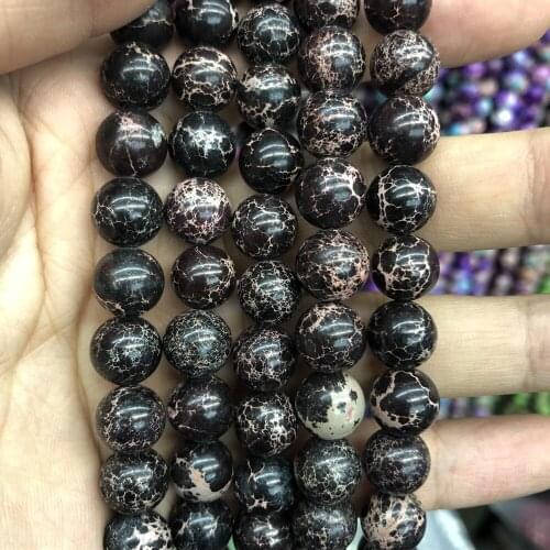 Wholesale Black Imperial Jaspe r bead,6mm 8mm 10mm 12mm Round Gem Stone Loose Beads For Jewelry Making,1of 15" strand