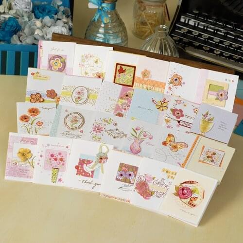 24 pcs / set cartoon butterfly greeting cards plant flowers birthday happy card postcards kids gift postcard CH-0001