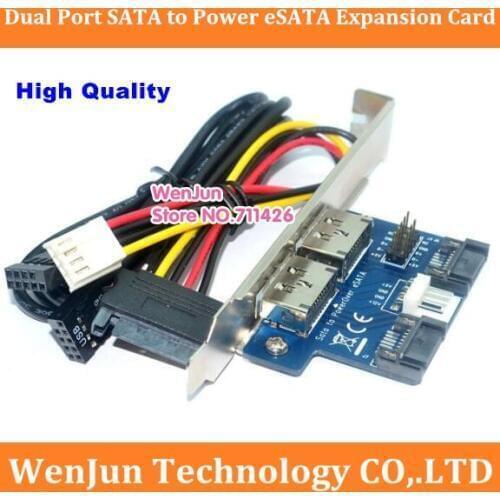 Dual Port SATA to Power eSATA eSATAp 9Pin to USB 2.0 Converter Expansion Rear Bracket Card for PC Desktop Computer