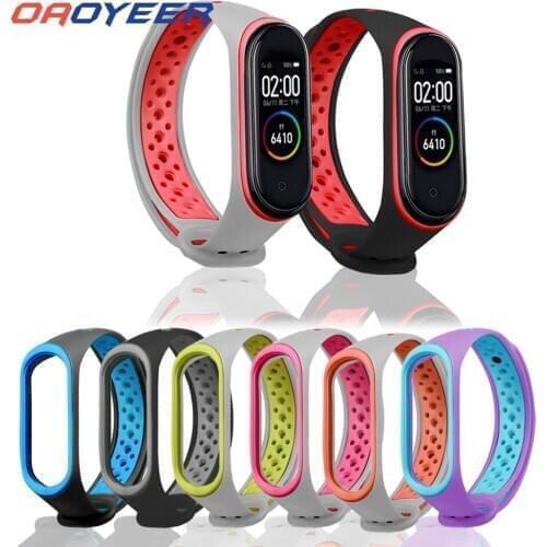 Fashion Watch Wrist For Xiaomi Mi Band 3 4 Strap for Miband 5 Replacement Double Color Silicone Bracelet For Mi Band5 3 4 Straps