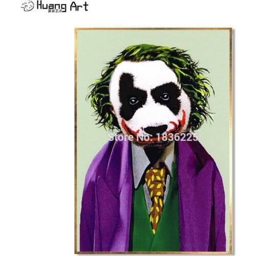 Handpainted Funny Vampire Oil Painting for Halloween Home Decor Panda Clown Abstract Portrait Modern Painting on Canvas