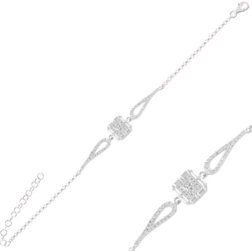 Silver 925 Sterling Baget Zircon Cubic Zirconia Bracelet