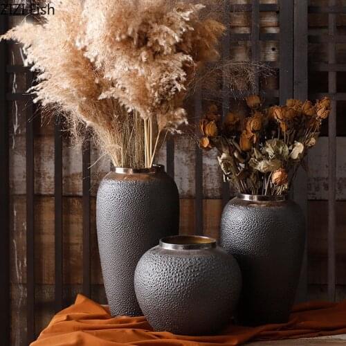Nordic Flower Vase Home Decorations Retro Vases for Flowers Clay Pot Hydroponics Floral Ornaments Home Decoration Accessories