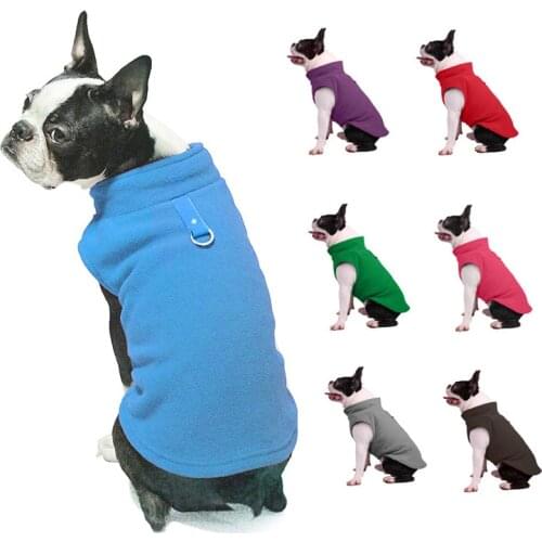 Winter French Bulldog Dog Clothes with Velcro Warm Fleece Pet Coat Jacket for Small Dogs Puppy Cat Sweatshirt roupa cachorro