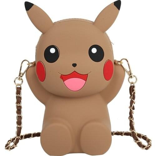 Japan Anime Silicone Single Shoulder Bag ピカチュウ Cosplay Cartoon Bag Boy Girl Plush Bag Moneybag Mobile Phone Bag