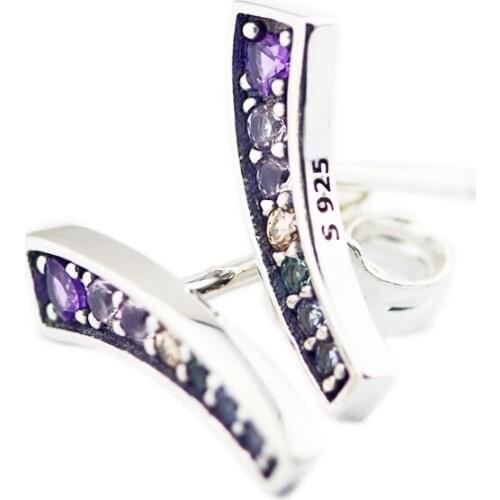 CKK 925 Sterling Silver Multi-Color Arches Stud Earrings For Women Original Jewelry Making Anniversary Gift