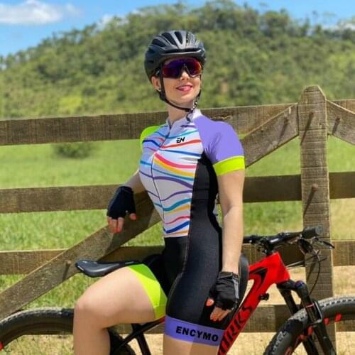 ENCYMO Womens Professional Cycling Triathlon skinSuits Summer Breathable Short Sleeve Bike Coverall Sun Protection Skinsuits