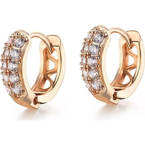 ZSLBS Round Huggies Earrings For Women Zirconia Crystal Hoop Earring Gold Vintage Jewelry Pendientes Mujer Boucle Oreille Femme