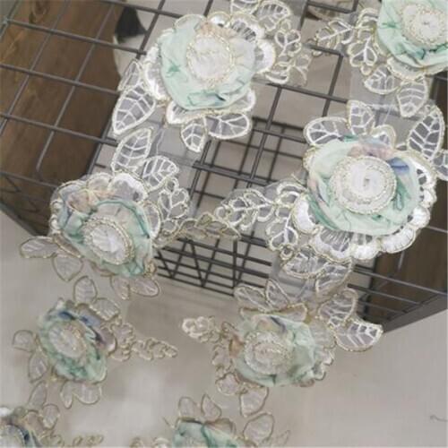 1m Gold Outline Cording Green white 3D Lace Trim Home Cloth Curtain Dress Performance Costume Decoration 10cm LGR0006