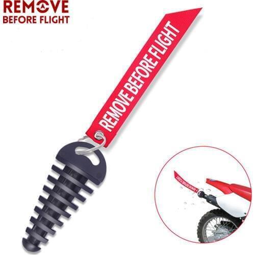 1PC Motorcycle Wash Plug with Remove Before Flight Streamer for 0.6"- 1.5" Exhaust Dirt Bike KTM CR KX RM YZ ATV QUAD 80cc 125cc