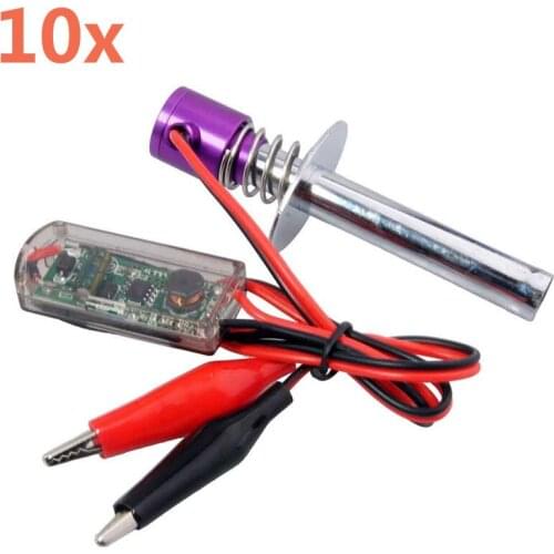 10Pcs HSP 80100 6-12V RC Nitro Glow Plug Igniter Upgraded Electronic for Nitro RC 1/10 Nitro Car Monster Truck Alligator Clip