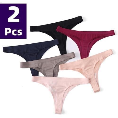 2Pcs G-String Panties for Women Sexy Seamless Lingerie Womens Underwear Invisible Briefs Set Soft Pants Cotton Underpants thong