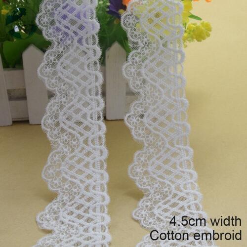 4.5cm white lace cotton embroidery lace french lace ribbon fabric guipure diy trims warp knitting sewing Accessories#2948