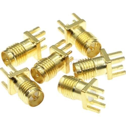 500pcs 1.6mm SMA Female Jack Solder Nut Edge PCB Clip Straight Mount Gold Plated RF Connector Receptacle Solder