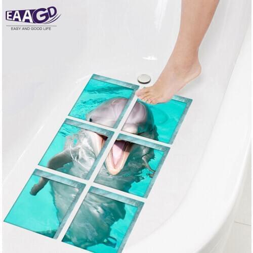 6Pcs/Set Dolphin Bath Treads Sticker Safety Non Slip Bath Tub Tattoos Tub Stickers Tub Decals Tub Appliques