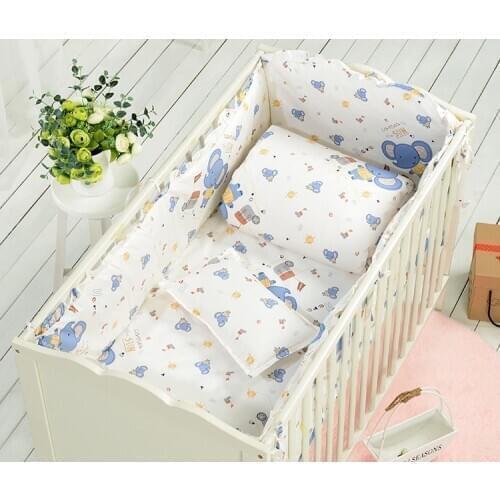 7PCS Baby Bed Bumpers Bed Around Neonatal Cot Baby Bedding baby duvet ropa de cuna (4bumper+sheet+pillow+duvet)
