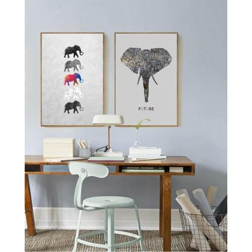 Little Elephant Print Abstract Nordic Poster Wall Pictures for Living Room Animals Wall Art Modern Canvas Painting Home Decor