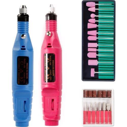 Electric Nail Drill Apparatus for Manicure Gel Cuticle Remover 12pcs Milling Drill Bits Set Pedicure Machine Grinding Cutters