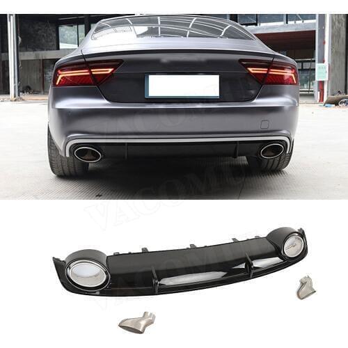 PP Rear Lip Diffuser Spoiler For Audi A7 Sport 2016 2017 2018 RS7 Style Car Bumper Protector