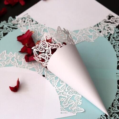 Behogar 50PCS DIY Wedding Confetti Cones Petal Candy Holders Bags Boxes Packing Double-sided Party Favors for Wedding Christmas