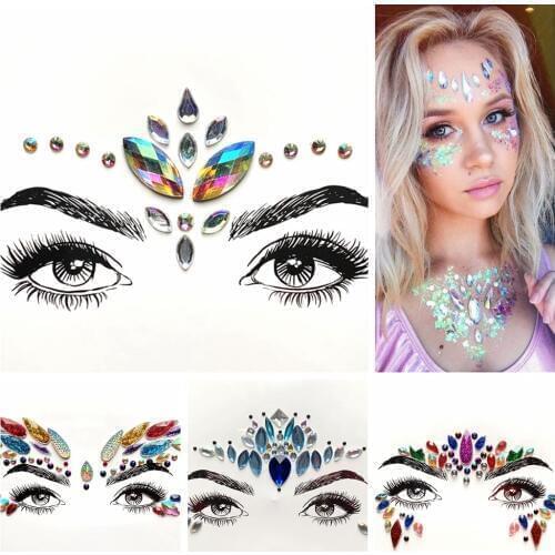 Flash Eyes Jewelry Decoration Gems Face Glitter Tatoo Sticker DIY Boho Beautiful Body Art For Party Stage Eye Decor Makeup Tools