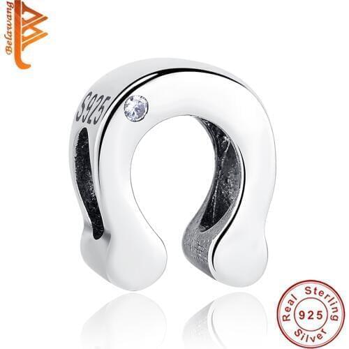 Horseshoe U Shape Charm Beads fit pandora Original BW Bracelet & Necklace 925 Sterling Silver DIY Jewelry For Women