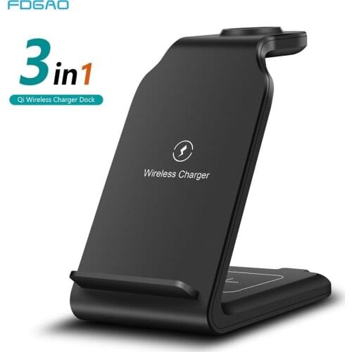 3 in 1 Induction Fast Wireless Charger Stand Qi Charging Dock Station For iPhone 12 11 XS XR X 8 Apple Watch 6 5 4 3 Airpods Pro