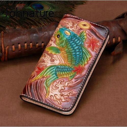 Мужские кожаные кошельки Johnature China At AliExpress