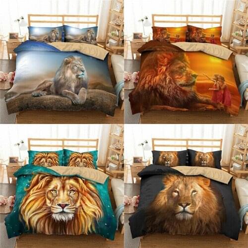 Lion Bedding Set 2/3Pcs Duvet Cover & Pillowcase(s) 3D Printed Quilt Cover Home Textile Gift