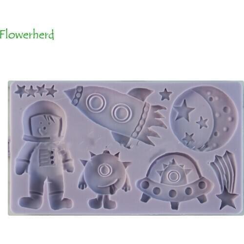 Space Silicone Molds Cookie Mould Baking Accessories Cake Decoration Accessories Astronaut Rocket Moons Stars Aliens Spaceship