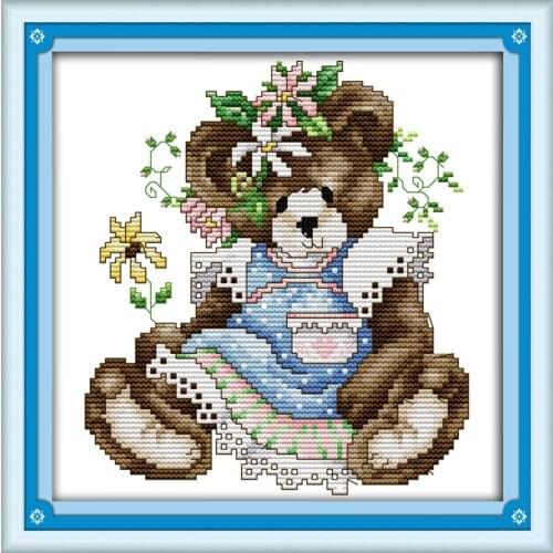 May bear cross stitch kit 14ct 11ct count print canvas stitches embroidery DIY handmade needlework plus