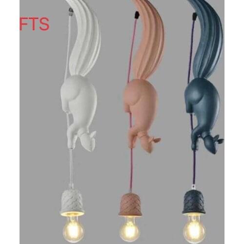 Nordic minimalist LED squirrel chandelier restaurant milk tea shop lighting shopping mall kitchen window decoration ceiling lamp