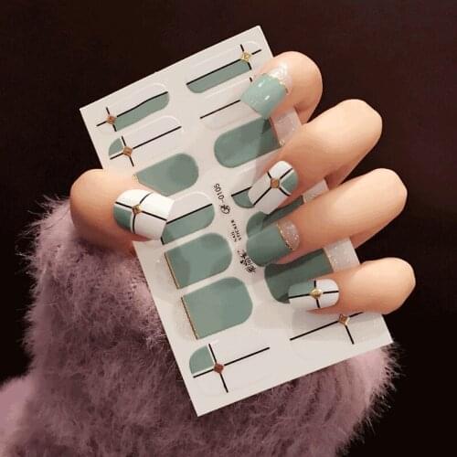 New Nail Beauty Stickers 14 Fingers Korean Style Cat Flamingo Rabbit Daisy Geometry Waterproof Nail Art Decal Manicure Sticker