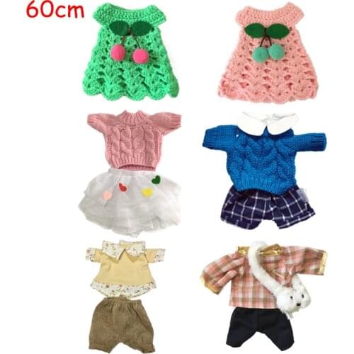 45cm/60cm Doll Clothes for Rabbit Cat Bear Plush Toys Cute Sweater Skirt Accessories for 1/4 BJD Dolls Girls Baby Dolls Gift