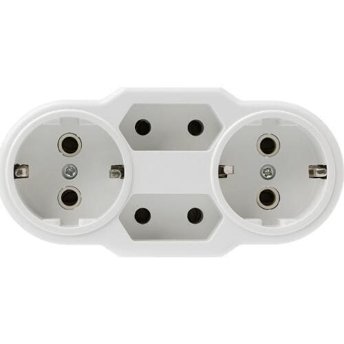 OOTDTY European Type Conversion Plug 1 TO 4 Way EU Standard Power Adapter Socket 16A Travel Plugs AC 110~250V