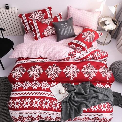 Red Bedding Sets flat Bed Sheet duvet cover king Queen Full Twin Size Pillowcase Duvet Cover Sets 3/4pcs