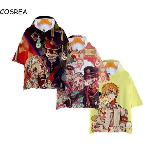 Hot Anime Toilet-Bound Hanako-kun Hooded T Shirt Short Sleeve Jibaku Shounen Cosplay Hanako kun Shirt Tops Yugi Nene Yashiro