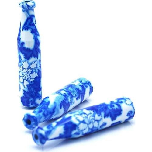 Portable blue and white porcelain printing Mini Smoking Pipe Accessories Tobacco Shisha Pipes Sniffer Health Smoking Stand